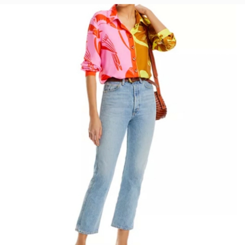 FARM Rio Vibrant Pink and Orange Blouse